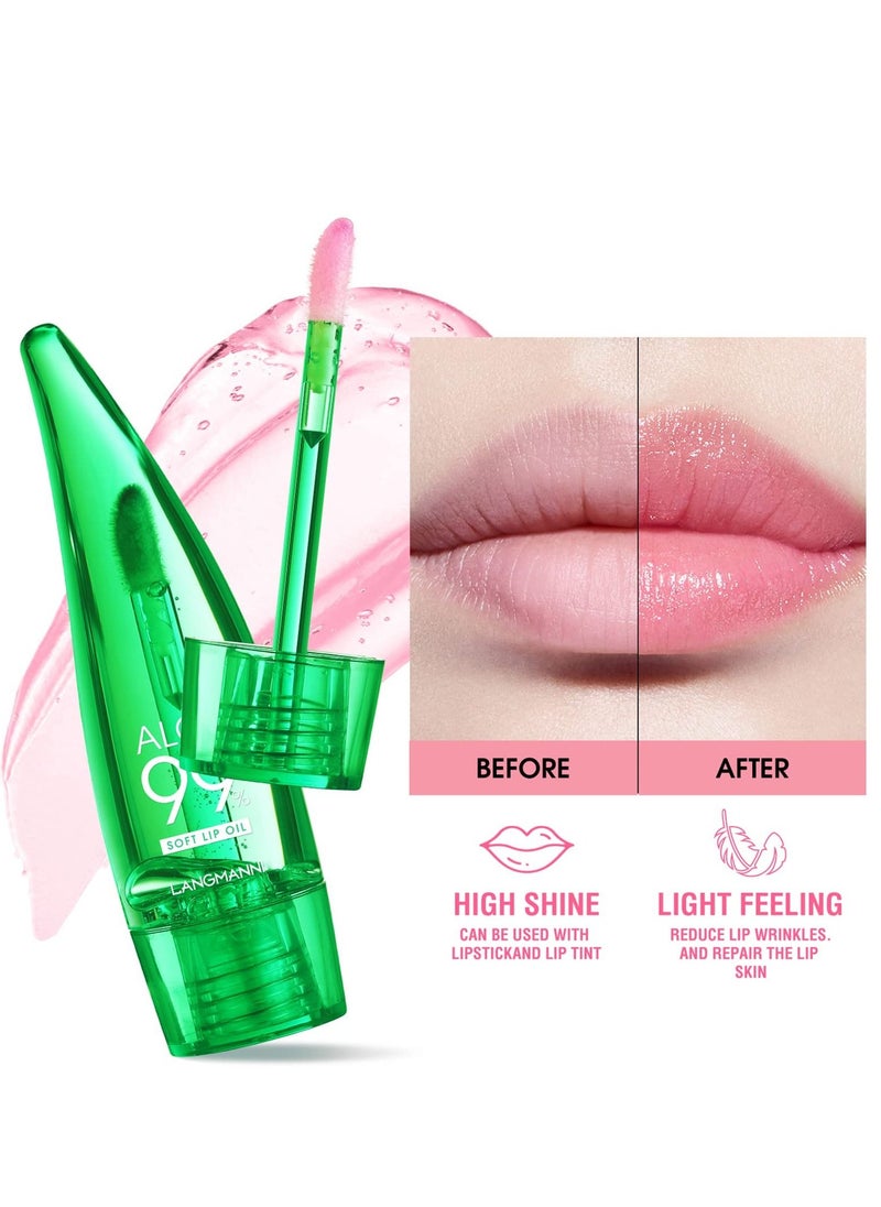 Excefore - Aloe Vera Lip Gloss, 3 pcs Long Lasting Nutritious Lip Balm Moisturizing Aloe Vera Lip Oil, Lip Gloss Moisturizer Clear Non-sticky for Lip Treatment and Dry Lips - Image 1