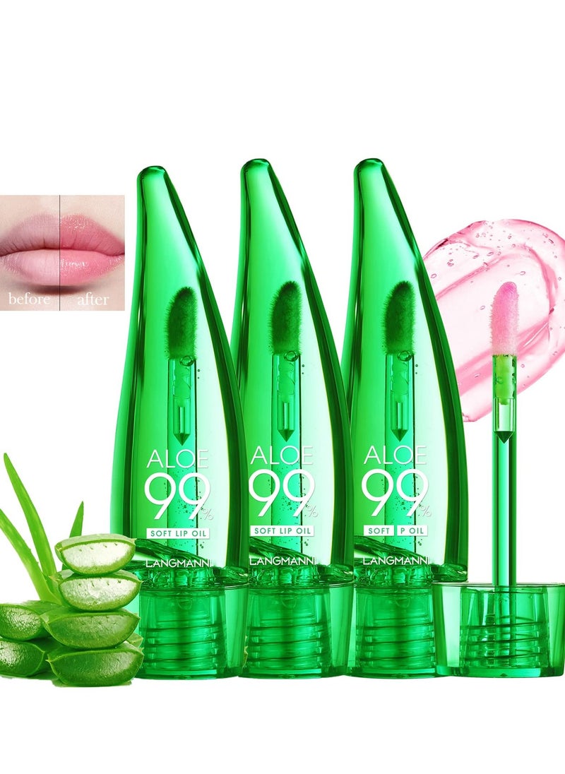 Excefore - Aloe Vera Lip Gloss, 3 pcs Long Lasting Nutritious Lip Balm Moisturizing Aloe Vera Lip Oil, Lip Gloss Moisturizer Clear Non-sticky for Lip Treatment and Dry Lips - Image 1