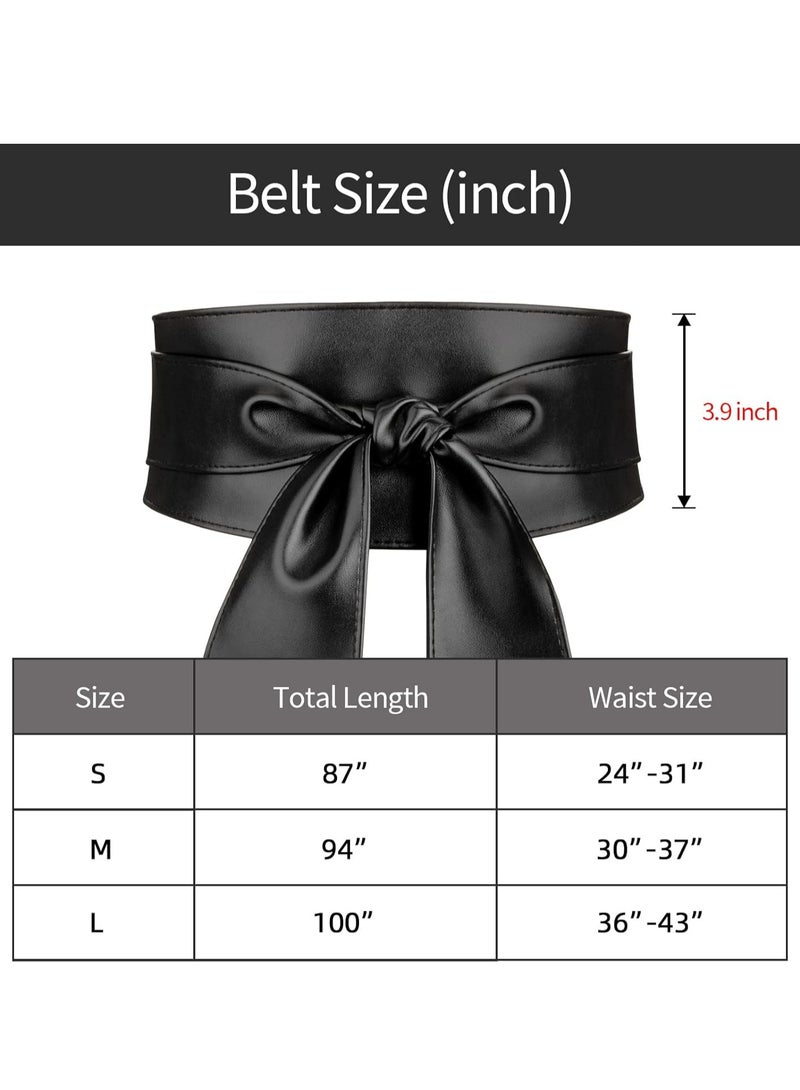 Oasisgalore Wide Leather Belts for Women Fashion Brown Wrap Belt for Dress Obi Belt - Image 2
