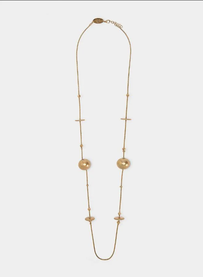 Parfois Gold Snake chain necklace with spheres Golden for Women | Best Price UAE