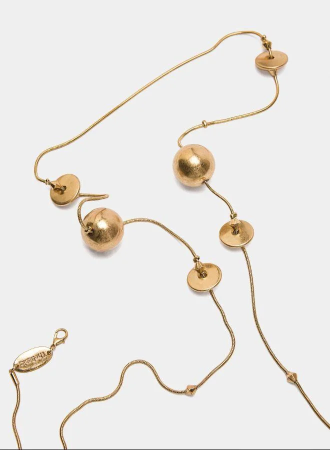 بارفوا عقد سلسلة الأفعى مع كرات ذهبية