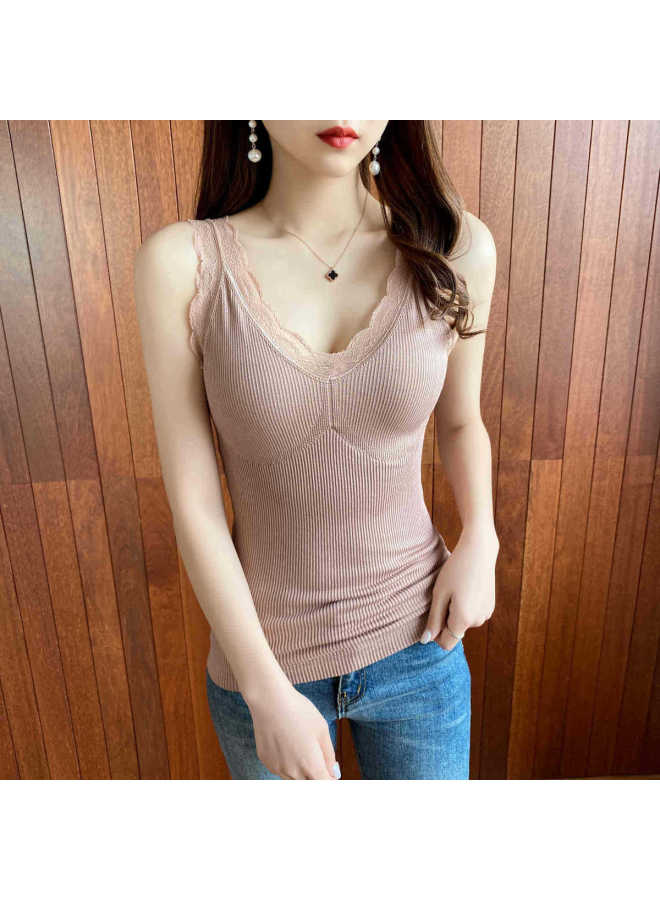 pincai Women'S Summer Sleeveless Camisole With Lace Trim, Padded Bust, Backless Design, Inner Wear Or Outerwear Top - Image 4