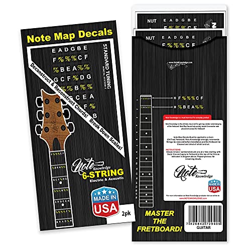 Note Knowledge Guitar Fretboard Note Map Decals/Stickers for learning and Practicing Notes, Chords and Scales on Electric and Acoustic Guitar - Image 2