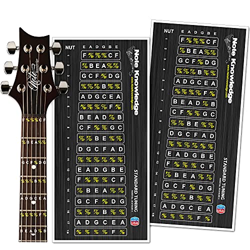 Note Knowledge Guitar Fretboard Note Map Decals/Stickers for learning and Practicing Notes, Chords and Scales on Electric and Acoustic Guitar - Image 1