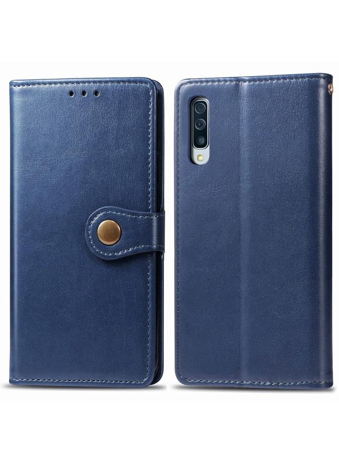 اس-توب جراب لهاتف Galaxy A30S جراب هاتف من الجلد بلون سادة مع مشبك وحزام وإطار للصور وفتحة للبطاقات ومحفظة ووظيفة الحامل - Image 1