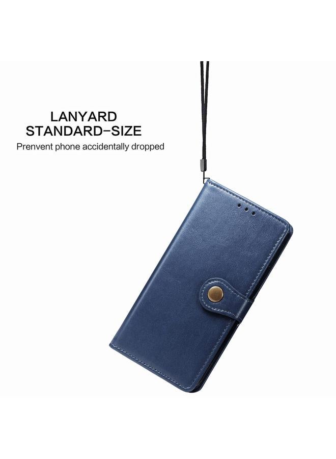 اس-توب جراب لهاتف Galaxy A30S جراب هاتف من الجلد بلون سادة مع مشبك وحزام وإطار للصور وفتحة للبطاقات ومحفظة ووظيفة الحامل - Image 5