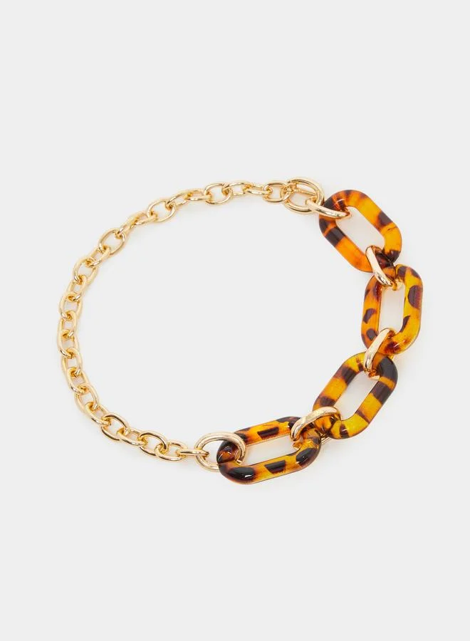 Chain Necklace with Tortoiseshell Resin Links
