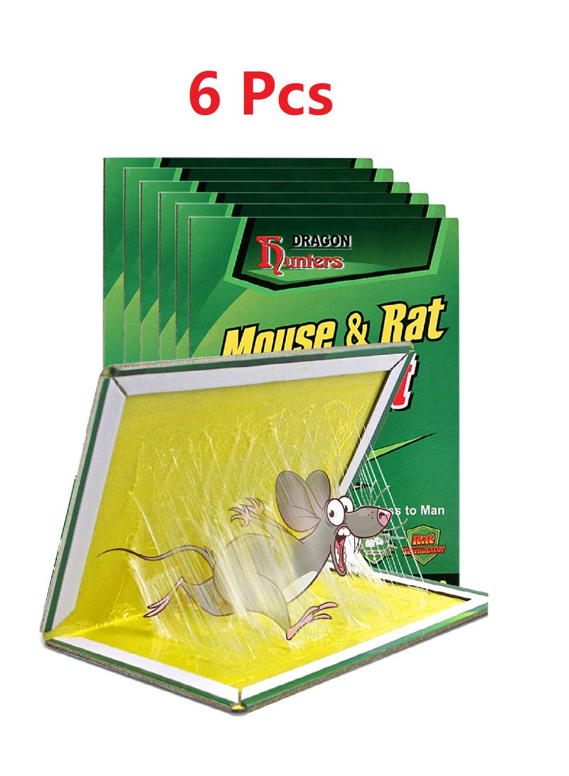 دراجون 6 قطع الفئران الفئران قوية لاصقة لزجة الفخاخ قوية غير سامة سهلة لتعيين وسادة ماسك الفئران القابل للتصرف صمغ فيران - Image 1