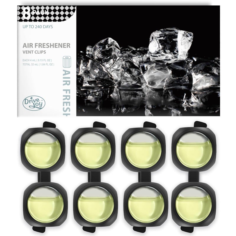 DRIVEJOY Car Air Freshener Vent Clips, 8 Pack, Provides Long-Lasting Scent, Up to 240 Days, Odor Eliminator (Ice Scent) - Image 1