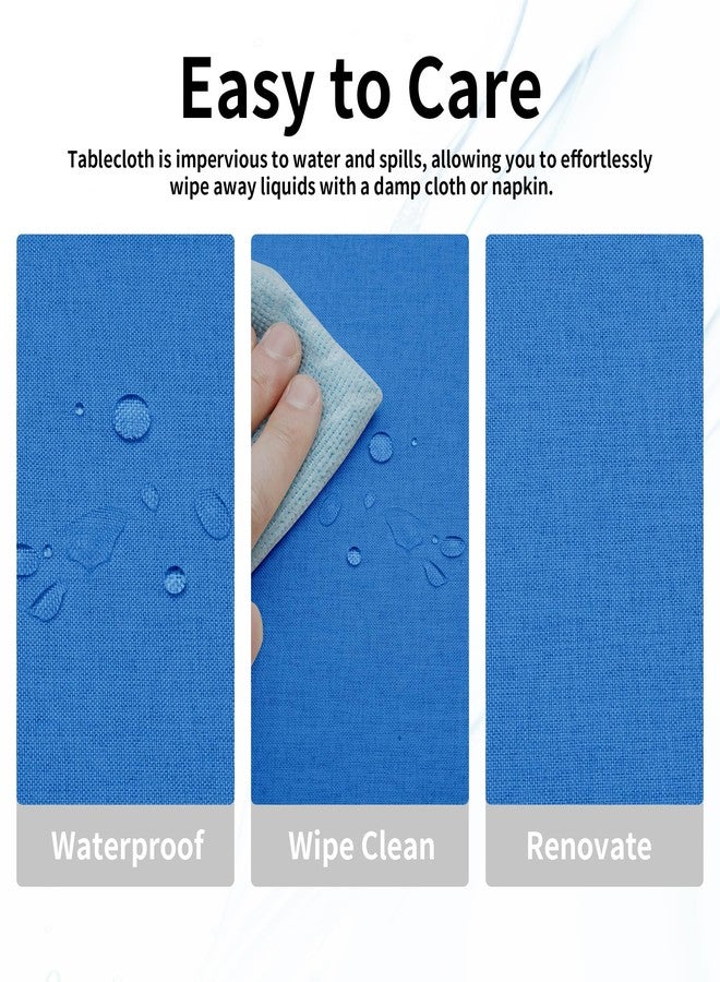 Easy-Going Faux Linen Waterproof Spill-Proof Tablecloth Stain Resistant Rectangle Table Cloth Wrinkle Free Decorative Fabric for Kitchen, Dining, Party, Weddings, Restaurants (52x70 in, Royal Blue) - Image 4