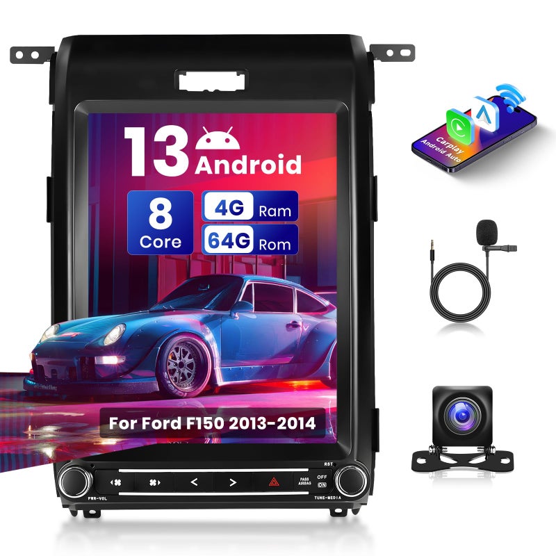VECHTEL 8 Core Android 13 for Ford F150 Upgrade Car Radio 2013 2014 121 Inch Vertical Touch Screen Car Stereo with Wireless Carplay Android Auto 4G WiFi GPS Mirror Link AMFM DSP AHD Backup Camera - Image 2