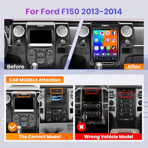 VECHTEL 8 Core Android 13 for Ford F150 Upgrade Car Radio 2013 2014 121 Inch Vertical Touch Screen Car Stereo with Wireless Carplay Android Auto 4G WiFi GPS Mirror Link AMFM DSP AHD Backup Camera - Image 3