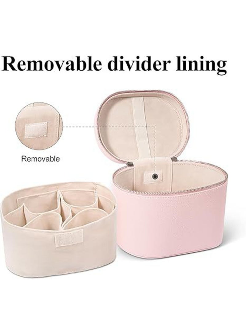 Makeup Bag, Travel Make up Case with Compartments and Handle, Portable Cosmetic Organizer Bags,Toiletry Bag for Women - Image 3