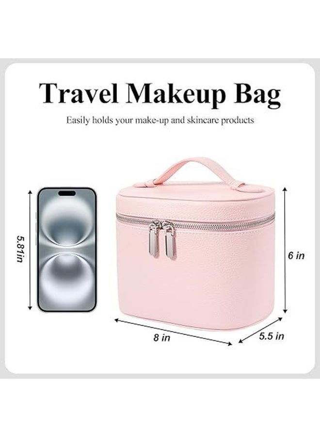Makeup Bag, Travel Make up Case with Compartments and Handle, Portable Cosmetic Organizer Bags,Toiletry Bag for Women - Image 2