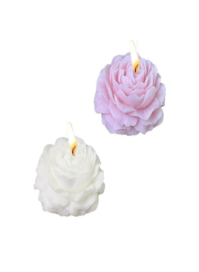 Jeucilay Peony Candles Gifts for Women, Soy Wax Aromatherapy Candle, Room Decor Cute Flower Shaped Scented Candles (White+Pink) - Image 1