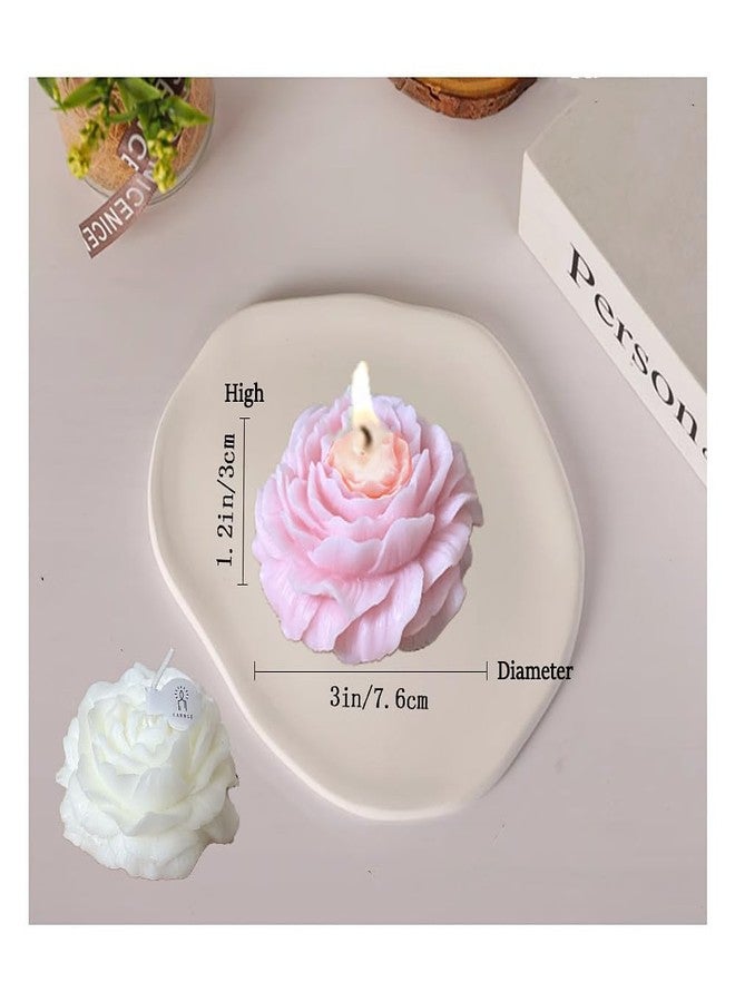 Jeucilay Peony Candles Gifts for Women, Soy Wax Aromatherapy Candle, Room Decor Cute Flower Shaped Scented Candles (White+Pink) - Image 2