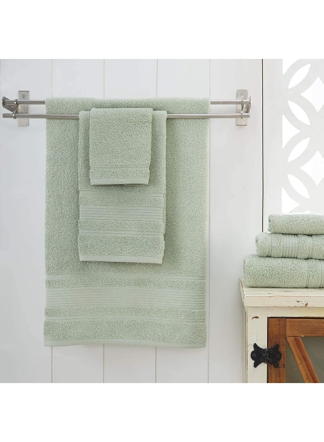 Qute Home Qute Home 4Piece Washcloths Towels Set 100 Turkish Cotton Premium Quality Towels for Bathroom Quick Dry Soft and Absorbent Turkish Towel Set Includes 4 Wash Cloths Green  - Image 3