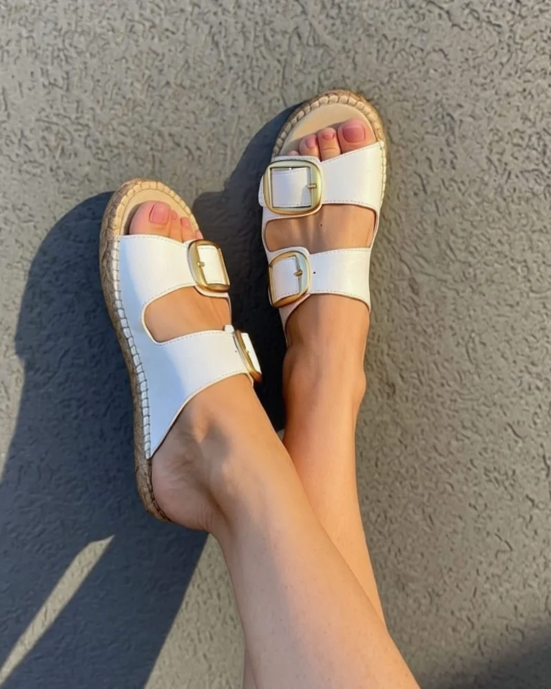 Shoeq White Urban Espadrille Slide for Women | Best Price UAE