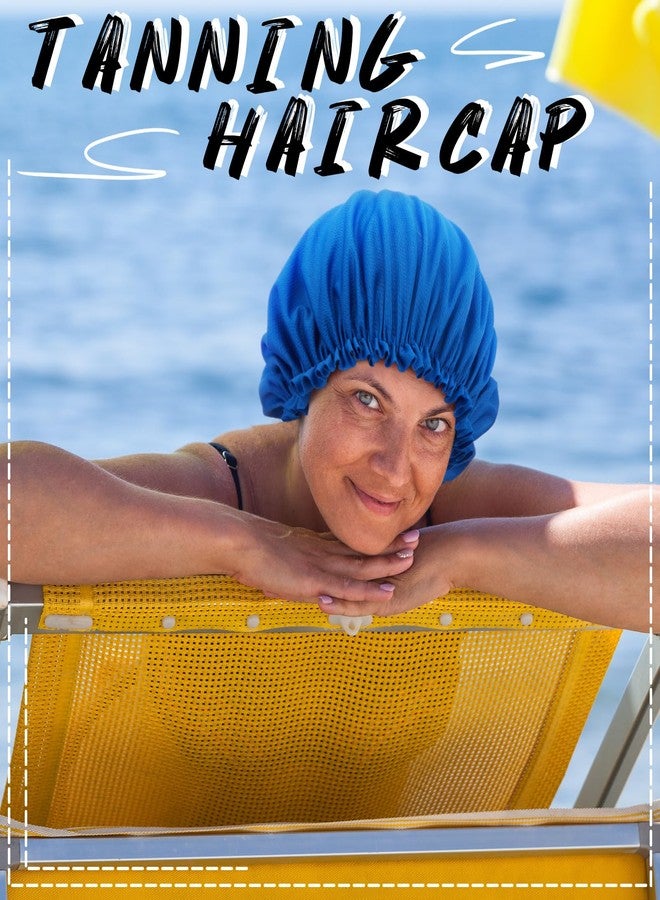 Vinsatin 4 Pcs UV Protection Tanning Face Cover Bonnet Cap Set Tanning Mask and Hair Cap Protective Bonnet for Women(Nonwoven Fabric,Black, Blue) - Image 5
