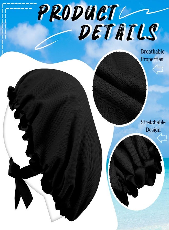 Vinsatin 4 Pcs UV Protection Tanning Face Cover Bonnet Cap Set Tanning Mask and Hair Cap Protective Bonnet for Women(Nonwoven Fabric,Black, Blue) - Image 3