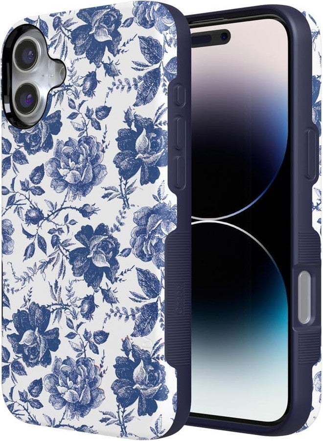 Casely iPhone 16 Case | Rose to Fame | Blue & White Rose Floral | Bold Protective Case Design | Compatible with MagSafe - Image 5