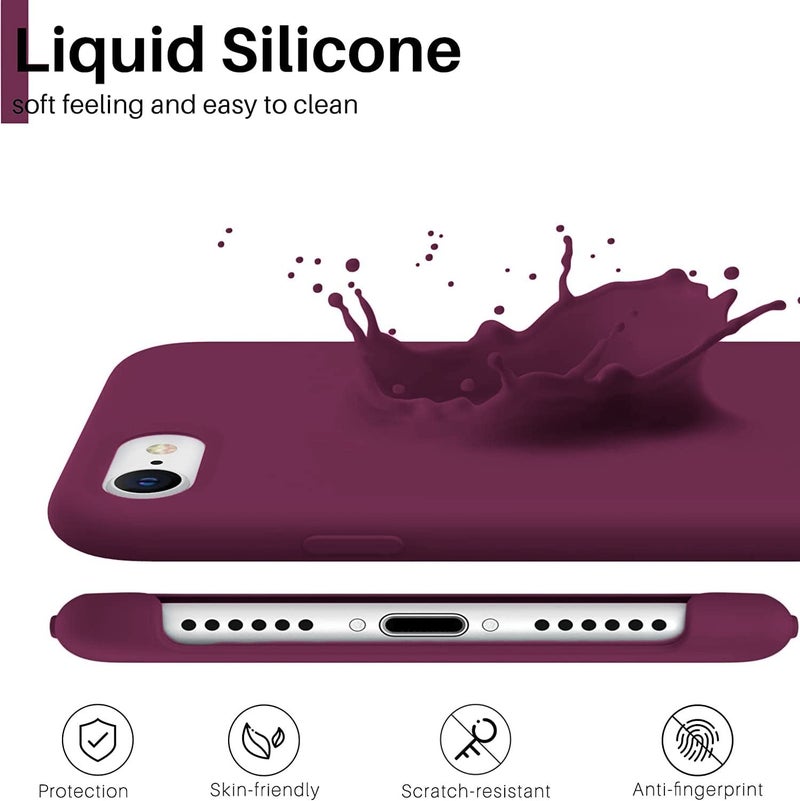 VONZEE Liquid Silicone Soft Back Cover for iPhone 7 Case, Shockproof Slim Camera & Full Body Protection Non Yellowing Cover with Microfiber Lining & Logo Cut (4.7 Inch) -Wine Red - Image 4