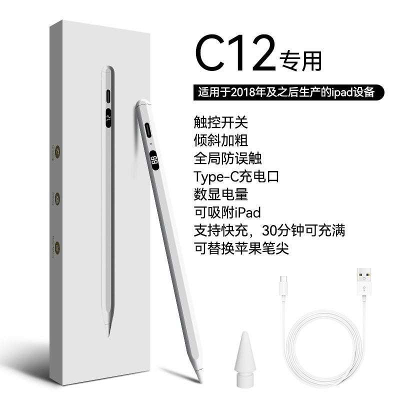 Magnetic Charging Stylus Pen for iPad with Pressure Sensitivity C12 digital display ipad special pen 