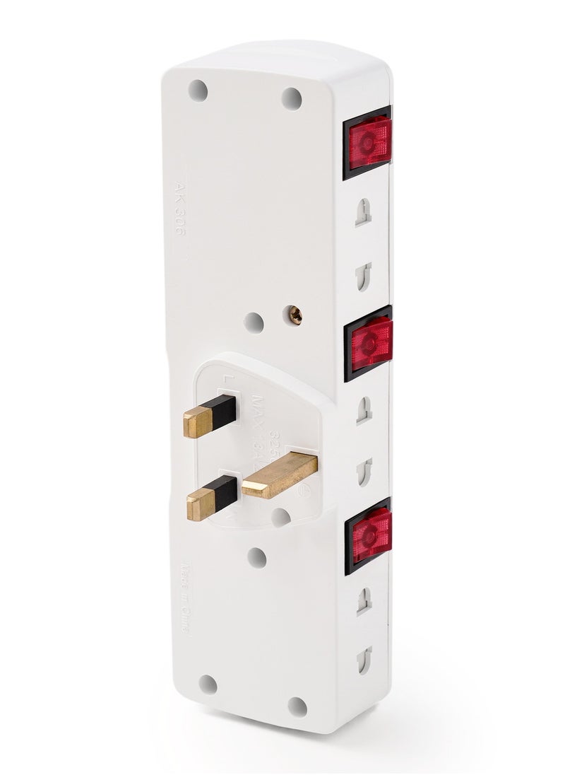 AK KEMCO 5 Way Multi Adapter Plug with 2 USB Ports White Wall Multi Plug Socket for Home and Office AK-306  - Image 2
