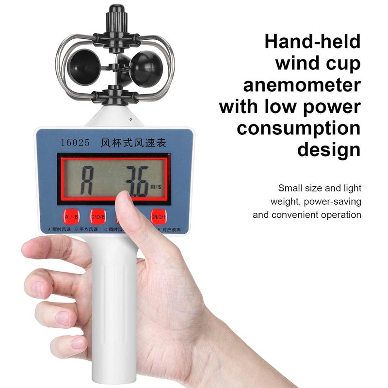 مقياس سرعة الرياح الرقمي بشاشة LCD مع كوب الرياح للتعليم الجغرافي - Image 4