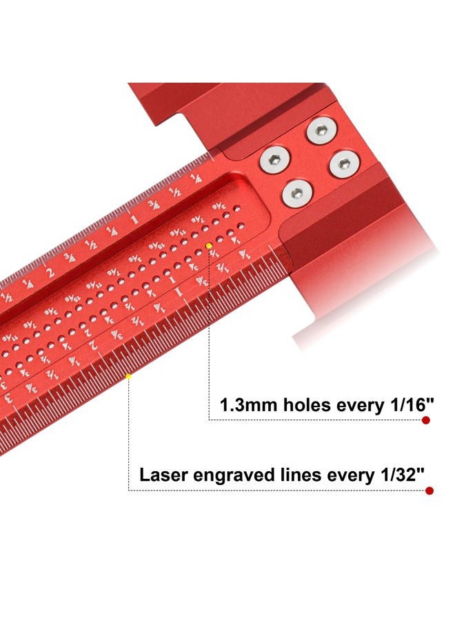 AKNgoes Woodworking Scriber T-Square Ruler 12in with Thoughtful Support Lips, Architect Ruler for Carpenter Work, Layout and Measuring Tools… - Image 3