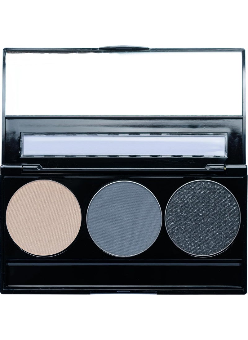 Pure Ziva Off White, Matte Medium Grey Blue, and Glitter Black Deep Navy Blue Vegan Eyeshadow Trio Palette; Talc, Paraben & Cruelty Free 
