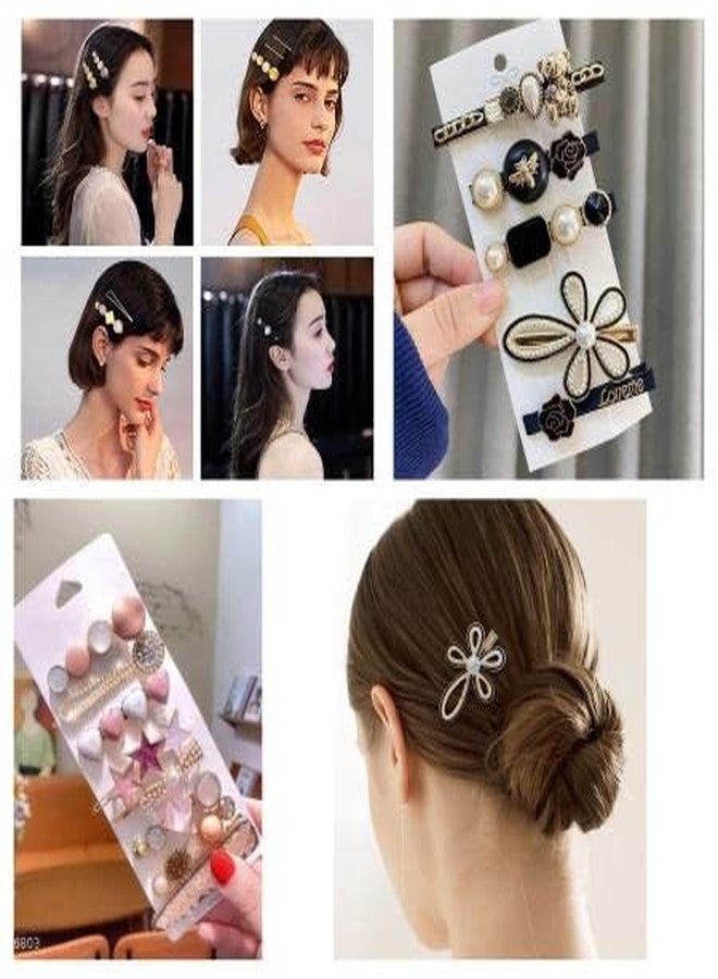 WISDOM Korean Pearl Hair Clip Fashion Hair Clips Set Handmade Cute Barrettes Bobby Pins, Gold Metal Accessories Headwear Styling Tools Gifts for Women Girls Decorative Party Woman - Image 2