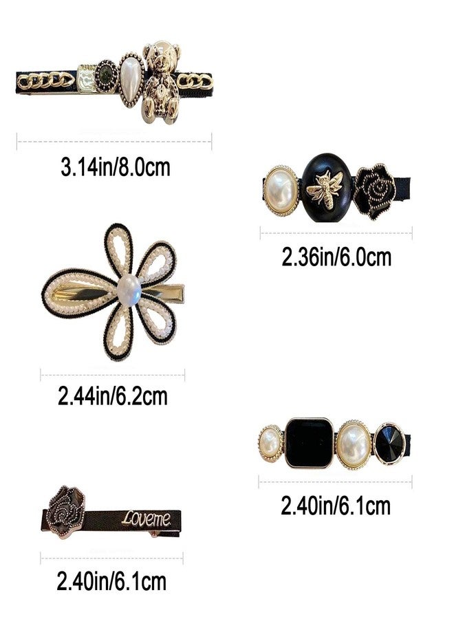 WISDOM Korean Pearl Hair Clip Fashion Hair Clips Set Handmade Cute Barrettes Bobby Pins, Gold Metal Accessories Headwear Styling Tools Gifts for Women Girls Decorative Party Woman - Image 3
