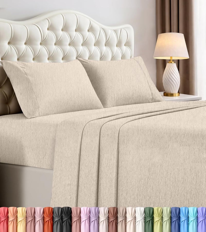 Utopia Bedding Queen Bed Sheets Set - 4 Piece Bedding - Brushed Microfiber - Shrinkage and Fade Resistant - Easy Care (Queen, Heather Oatmeal) - Image 1