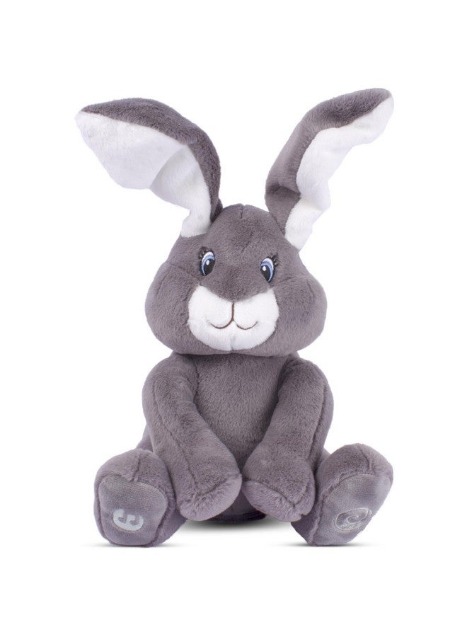 Dimple Dimple Milo Bunny Stuffed Animal - Animated Interactive Soft Bunny Plush Toy with Peek-a-Boo Feature and Singing Songs - Perfect Baby Stuffed Animal Gift for Ages 0 and Up, Grey  - Image 1