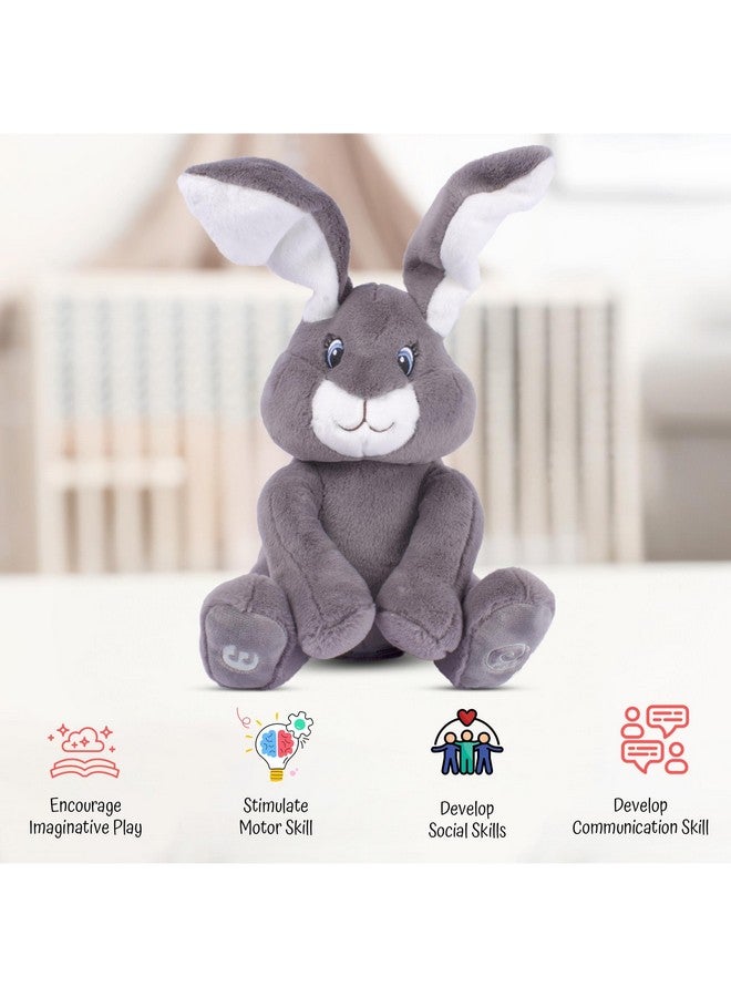 Dimple Dimple Milo Bunny Stuffed Animal - Animated Interactive Soft Bunny Plush Toy with Peek-a-Boo Feature and Singing Songs - Perfect Baby Stuffed Animal Gift for Ages 0 and Up, Grey  - Image 5