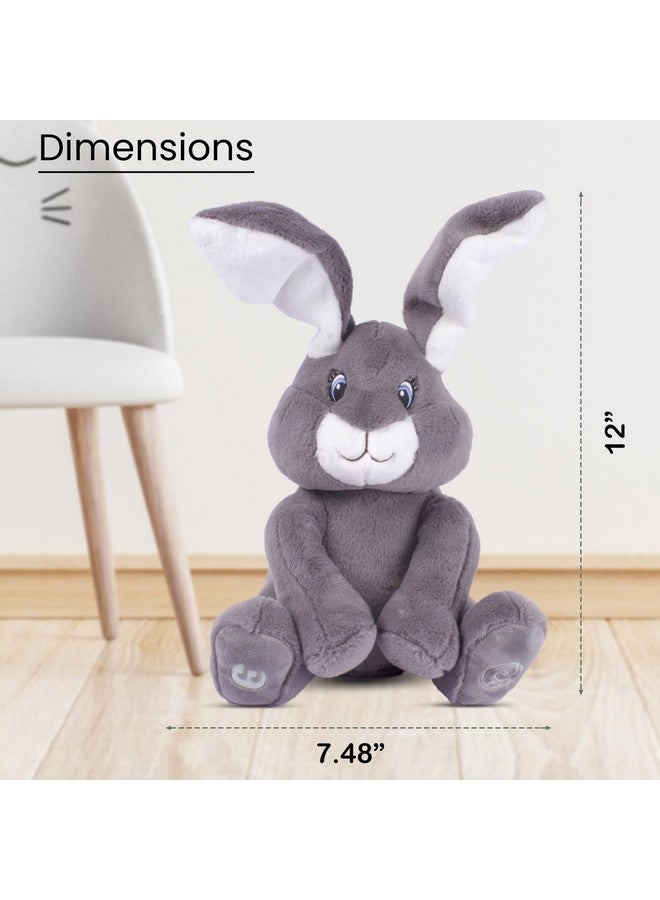 Dimple Dimple Milo Bunny Stuffed Animal - Animated Interactive Soft Bunny Plush Toy with Peek-a-Boo Feature and Singing Songs - Perfect Baby Stuffed Animal Gift for Ages 0 and Up, Grey  - Image 3