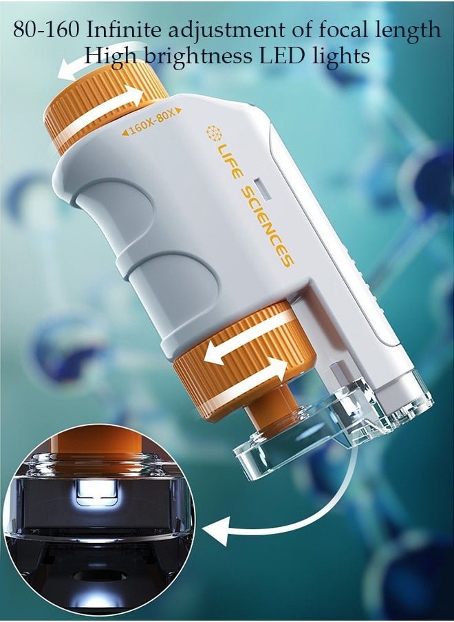 DUNISO - Microscope Power LED Lighted Pocket Microscope Portable Microscope Handheld Microscope with 48 Specimens for Kids STEM and Educational Toy Interactive Learning Ages 8+ - Image 1