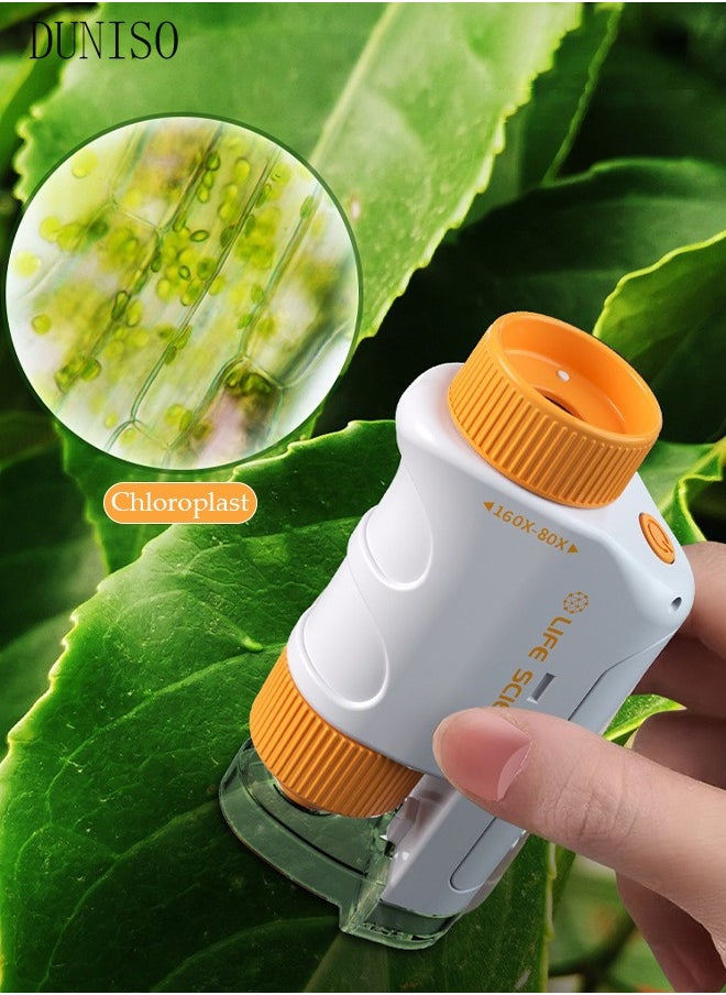DUNISO - Microscope Power LED Lighted Pocket Microscope Portable Microscope Handheld Microscope with 48 Specimens for Kids STEM and Educational Toy Interactive Learning Ages 8+ - Image 1