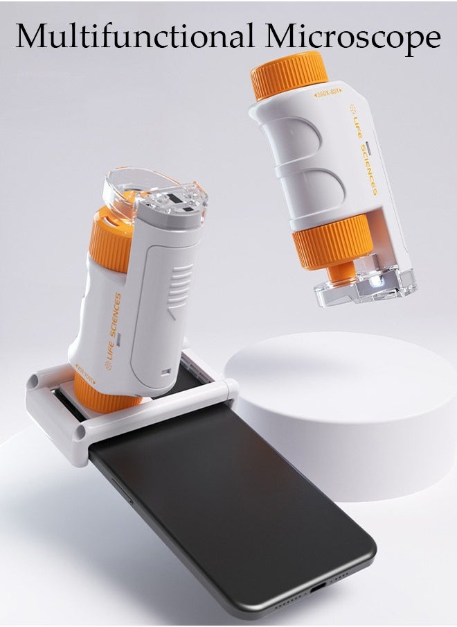DUNISO - Microscope Power LED Lighted Pocket Microscope Portable Microscope Handheld Microscope with 48 Specimens for Kids STEM and Educational Toy Interactive Learning Ages 8+ - Image 1