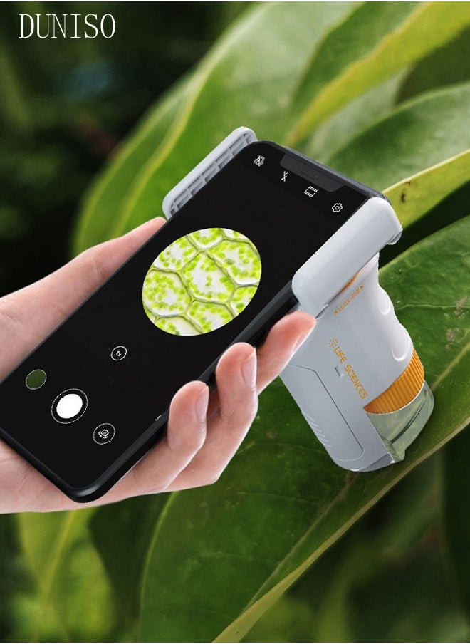 DUNISO - Microscope Power LED Lighted Pocket Microscope Portable Microscope Handheld Microscope with 48 Specimens for Kids STEM and Educational Toy Interactive Learning Ages 8+ - Image 1