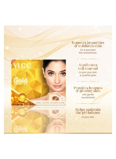 VLCC VLCC Gold Facial Kit, Bright & Glowing Skin - 60g and VLCC Insta Glow Gold Bleach - 30g | For Instant Fairness & Glowing Skin with Gold, and Turmeric  - Image 3