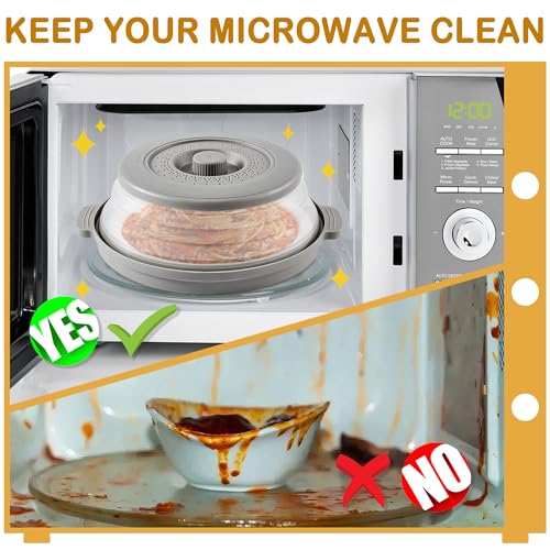 EZMO 2 in 1 Collapsible Microwave Splatter Cover for food with Tray Handles Vented Silicone Splatter Guard Lid Vegetable Fruit Colander BPAFree Kitchen Gadget for Meal Prep 107 inch - Image 3