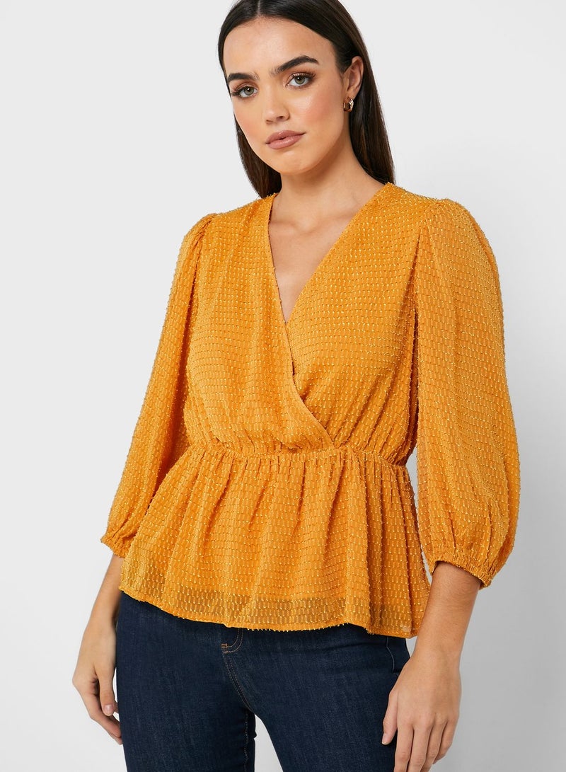 PIECES Wrap Peplum Top - Image 1