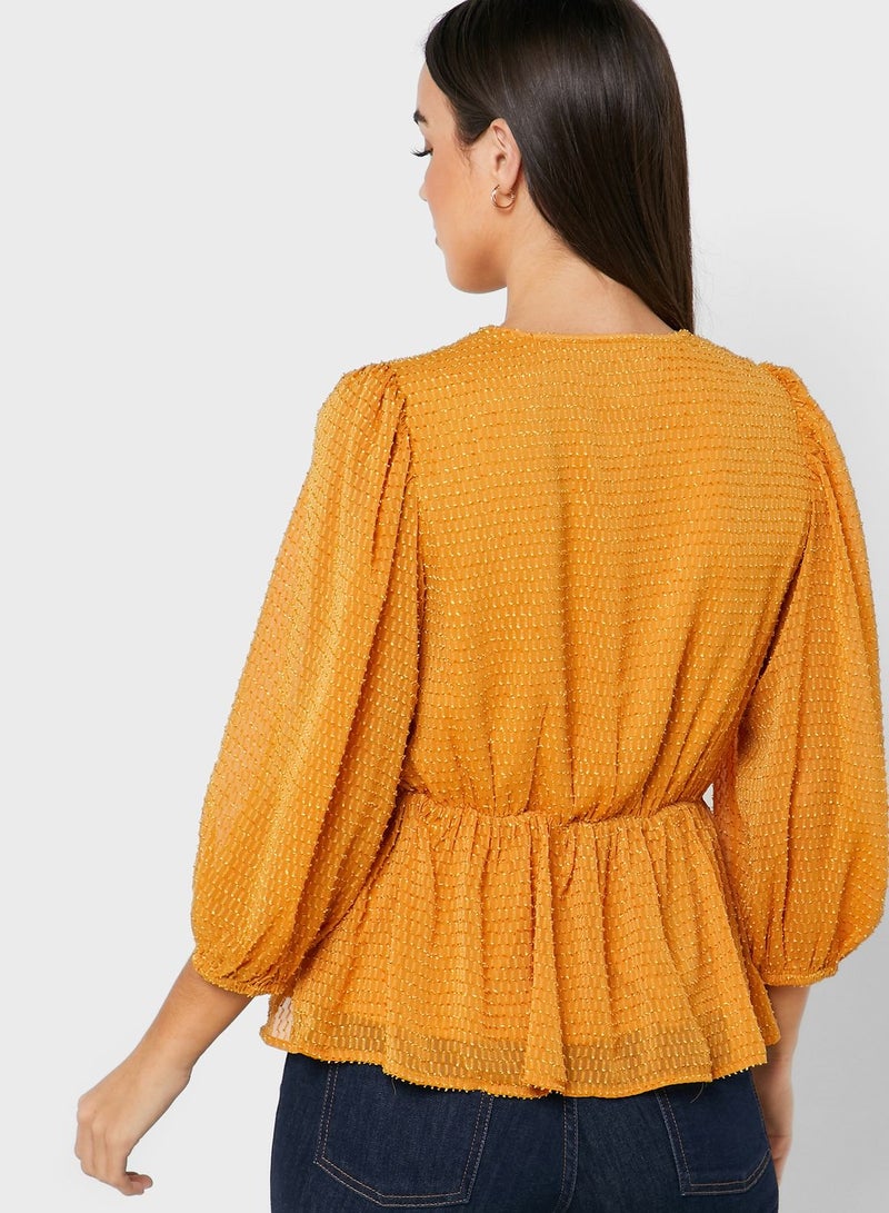 PIECES Wrap Peplum Top - Image 2