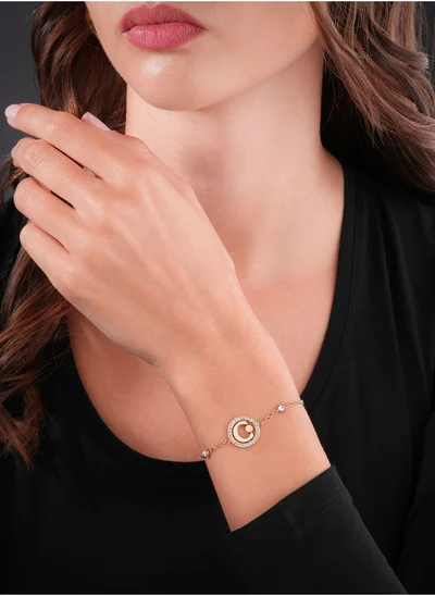 CERRUTI 1881 Marque Iconic Charm Bracelet For Women with Mother of Pearl and Crystal Accents