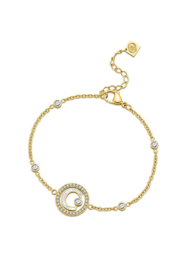 CERRUTI 1881 Marque Bracelet, Iconic 'C' Charm with Mother of Pearl and Crystal Accents