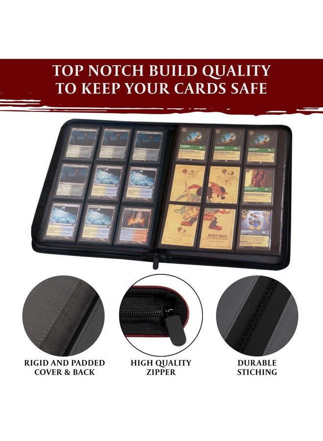 lynx حافظة بطاقات التداول - ألبوم 9 جيوب بسحاب - 360 مجلد تحميل جانبي لألعاب بطاقات التداول - جلد PU ثلاثي الأبعاد - لألعاب بطاقات MTG و Disney Lorcana و Magic The Gathering و Pokemon - هدية ملحقات الكتب - أزرق - Image 4
