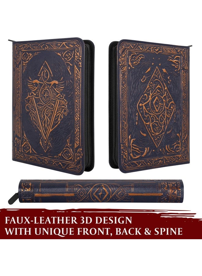 lynx حافظة بطاقات التداول - ألبوم 9 جيوب بسحاب - 360 مجلد تحميل جانبي لألعاب بطاقات التداول - جلد PU ثلاثي الأبعاد - لألعاب بطاقات MTG و Disney Lorcana و Magic The Gathering و Pokemon - هدية ملحقات الكتب - أزرق - Image 2