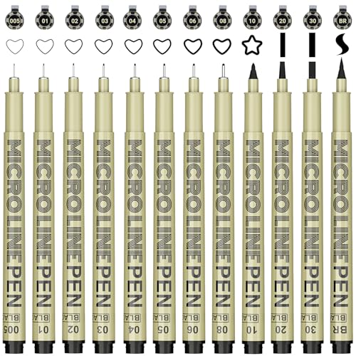 SAKEYR Micro-Pen Fineliner Ink Pens Black: 12 Size Black Micro Pen Set, Fine Line Art Pens for Artists, Waterproof Archival Inking Fine Liners for Technical Drawing, Sketching, Illustration, Manga - Image 1